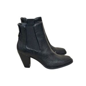 Aerosoles Lido Black Leather Square Toe Block Heel Chelsea Ankle Boots Womens 7M